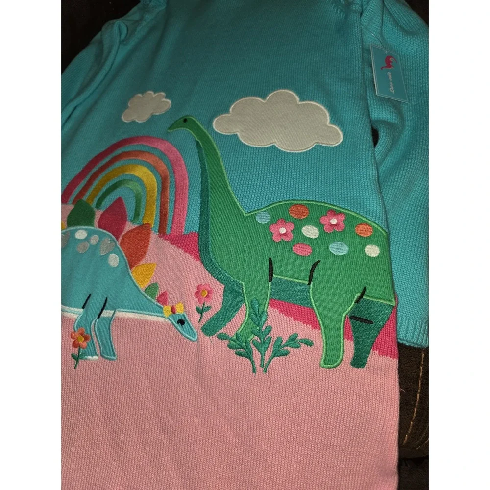 Gymboree dinomite Dinosaur Rainbow Knit Sweater Dress size 8 nwt dino-mite